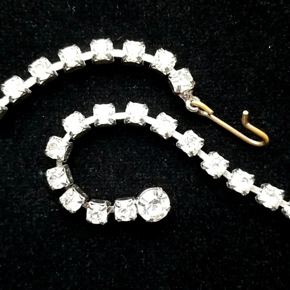 Vintage Mid Century 1950s Glamorous Rhinestone Choker Necklace - Picture 8 of 13